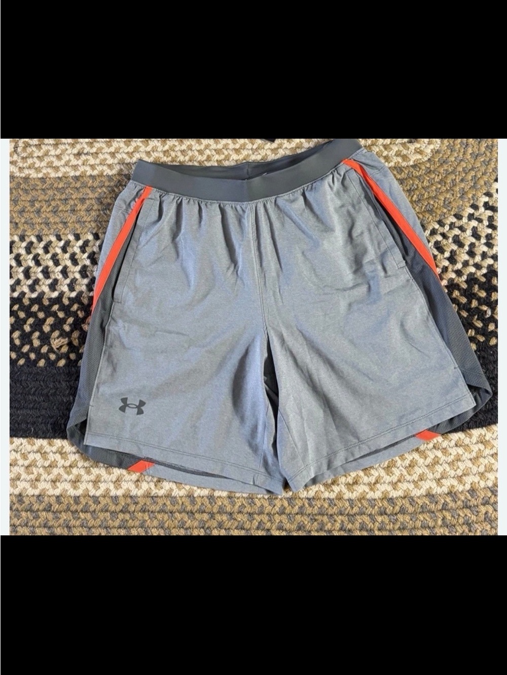 Under Armour Men's Gray Athletic Shorts with Orange Accents
